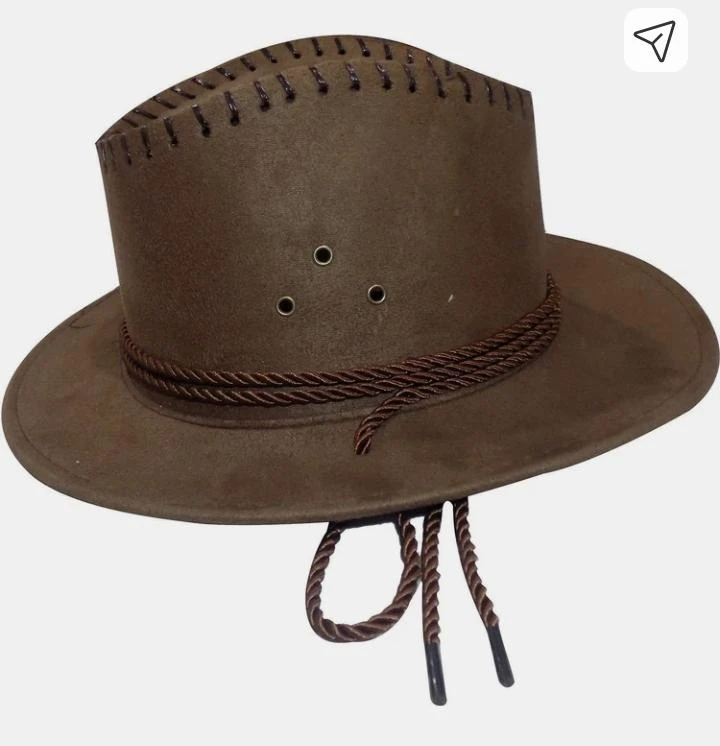 Men's Brown Faux Leather Cowboy Hat
