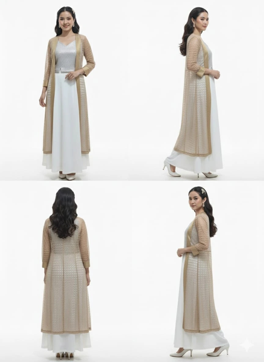 Women's White Floral Textured Crop Top & Wide-Leg Pants Co-ord Set view 2