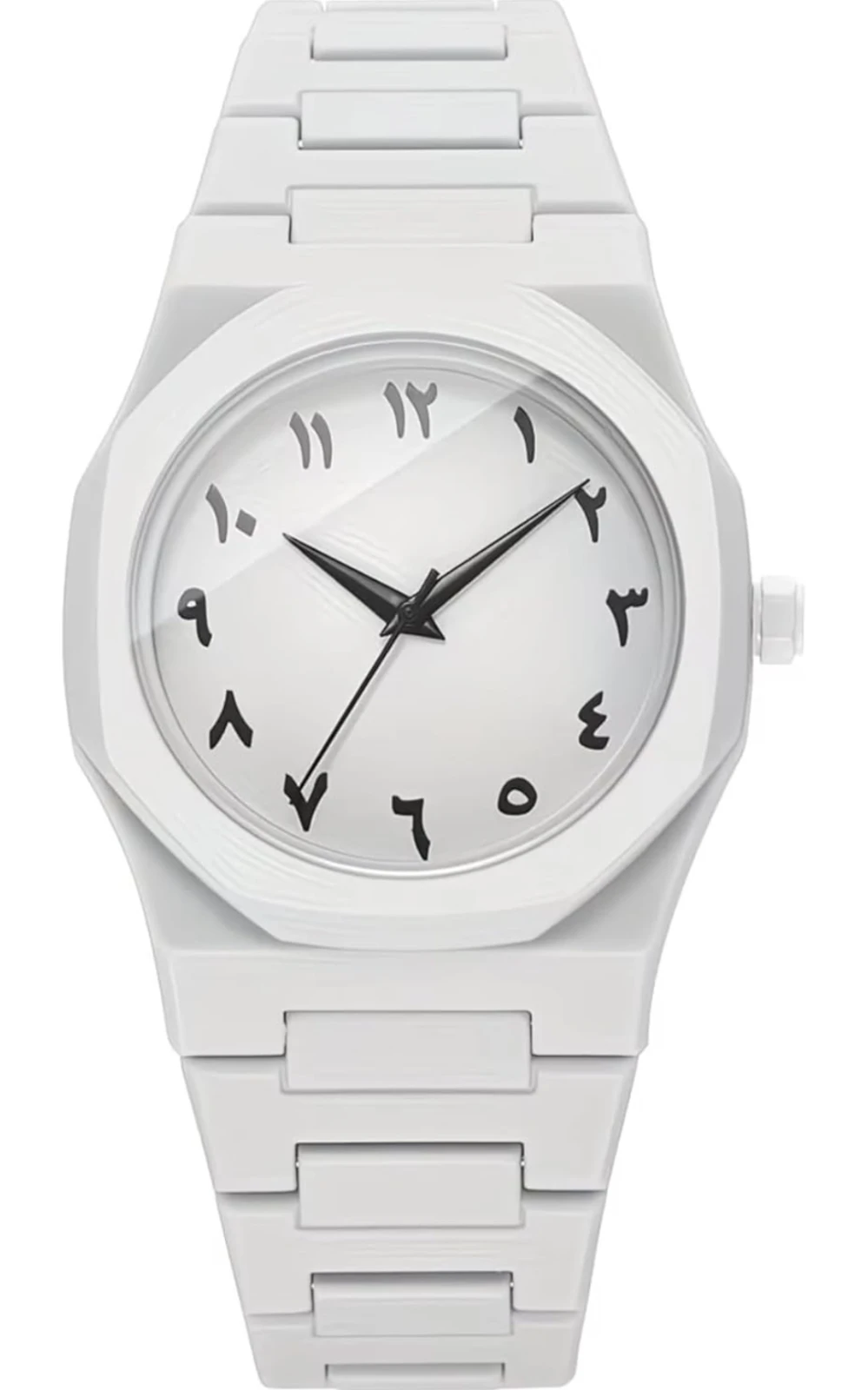 White Analog Wrist Watch with Arabic Numeral Dial
