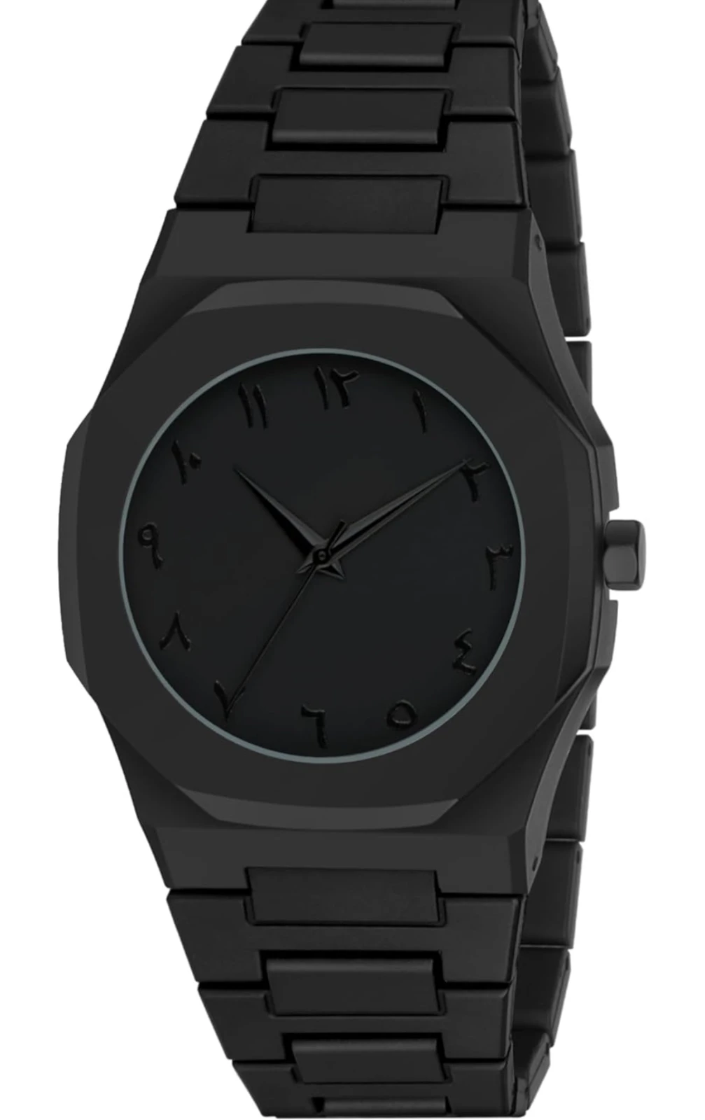 Black Analog Wrist Watch with Arabic Numeral Dial