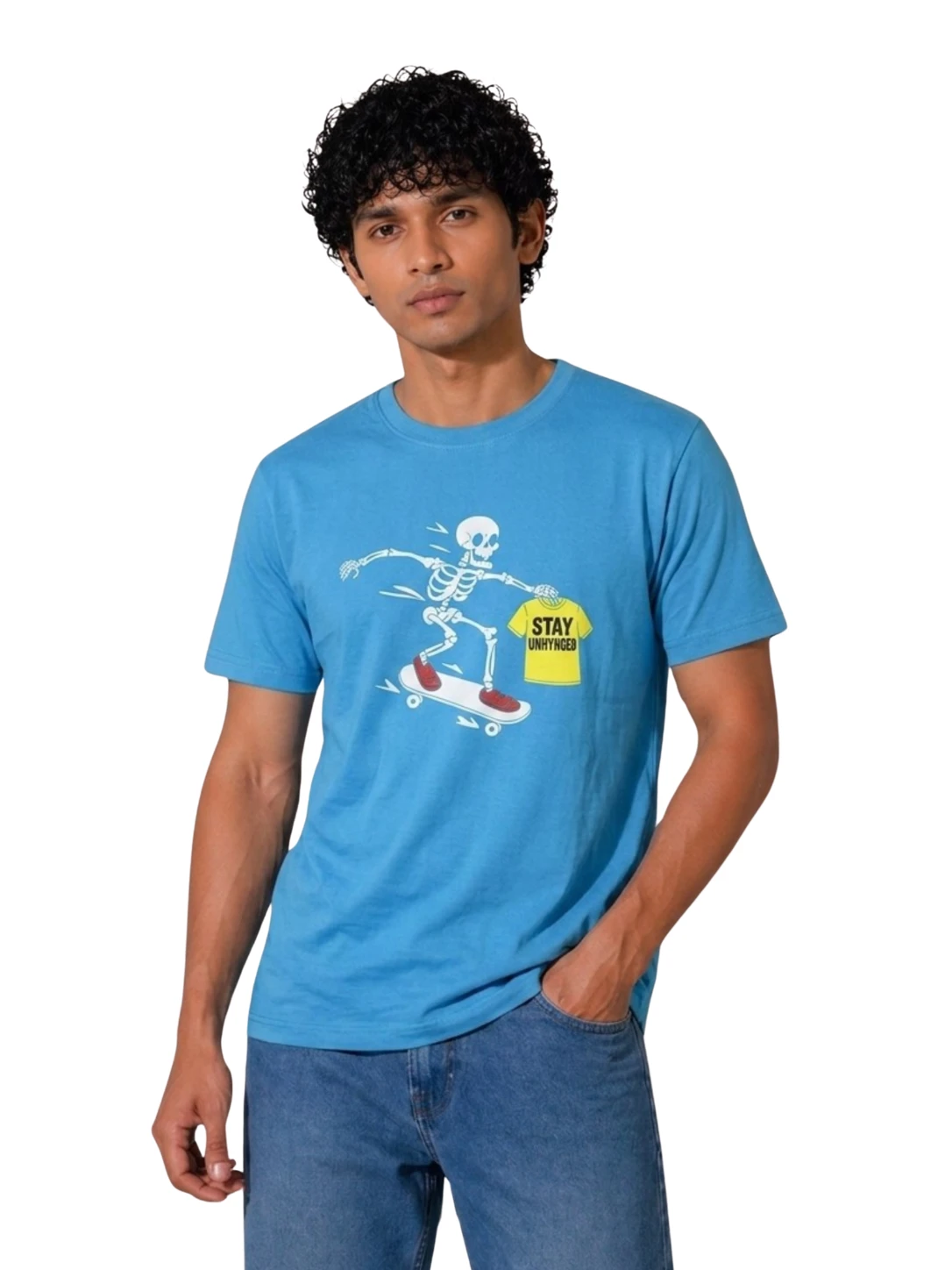 UNHYNGED Men Blue Graphic Print T-Shirt
