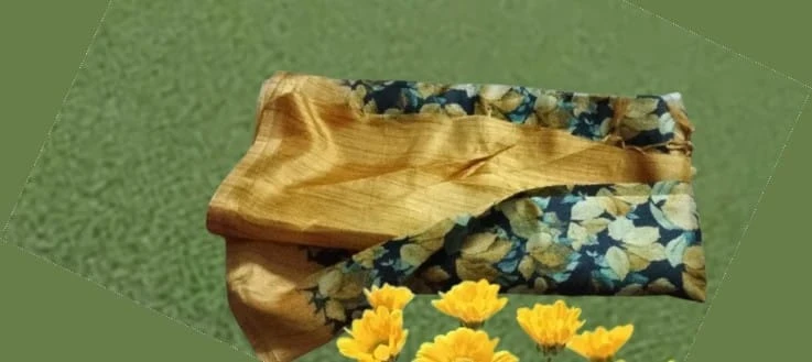 Women's Yellow and Green Floral Tussar Silk Saree view 2