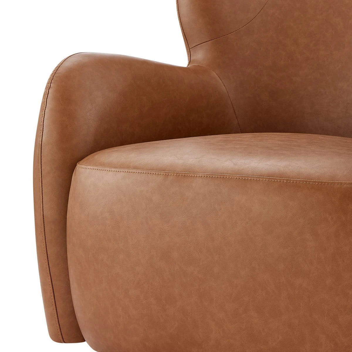 Brown Lannion fabric accent arm chair sofa with wingback design and wooden legs