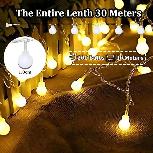 20 LED Bubble Ball String Lights for Bedroom and Window view 2