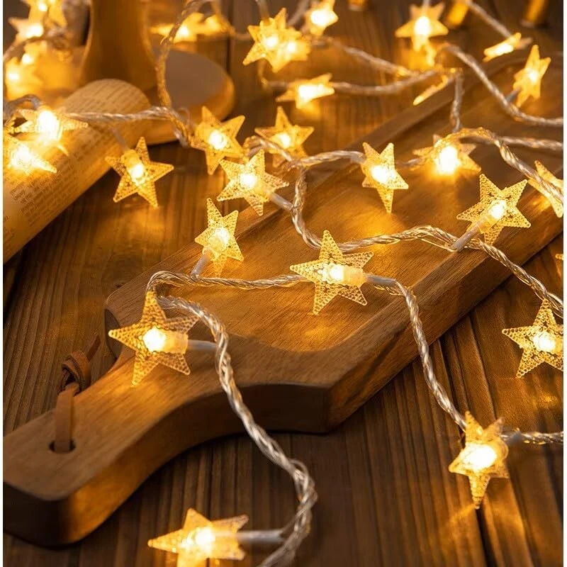 20 LED Transparent Star Fairy Lights for Window and Bedroom Decor view 2