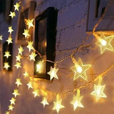 20 LED Decorative Fairy Lights with Transparent Gel Stars view 3