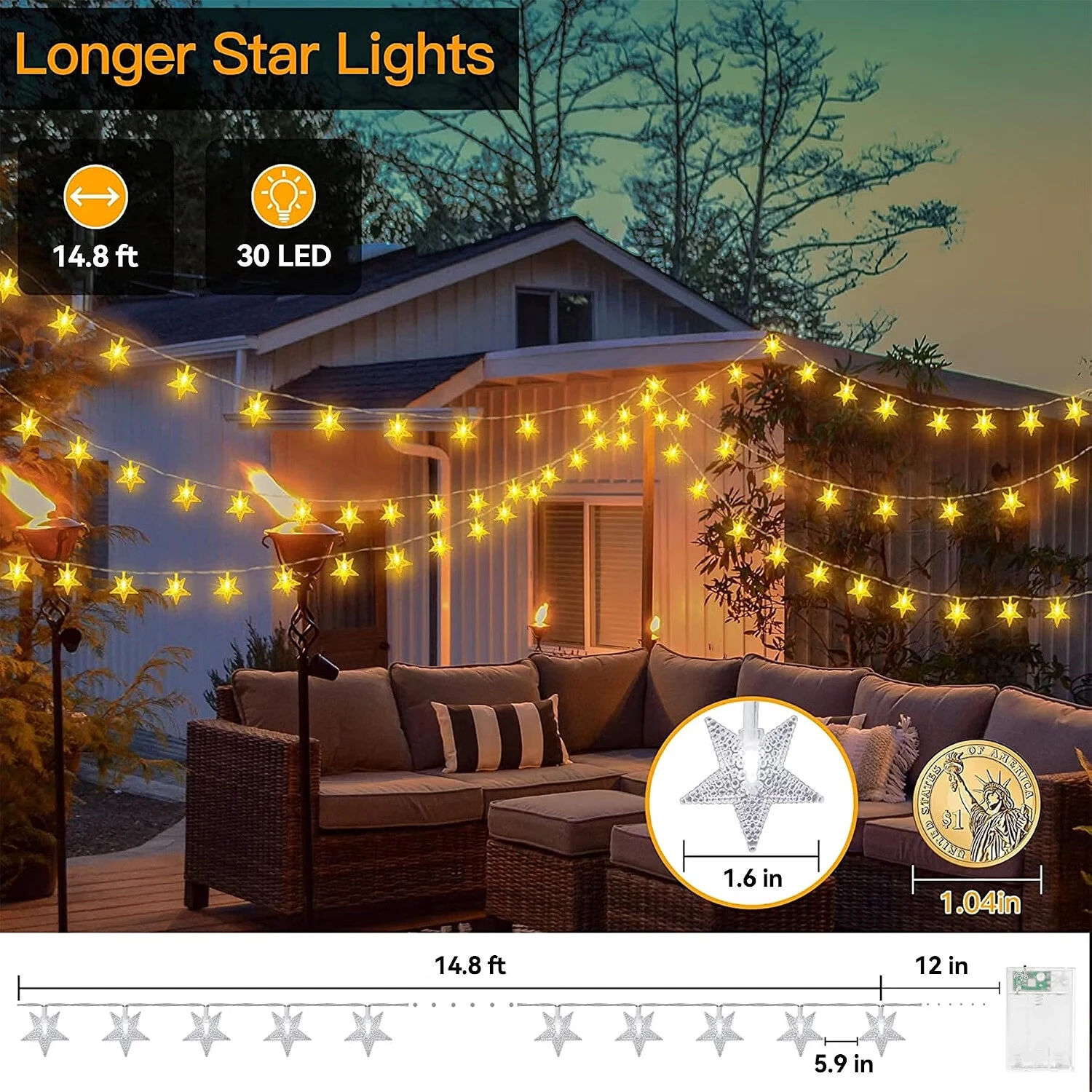 20 LED Transparent Gel Star Lights with Clear Wire for Home Decor view 4