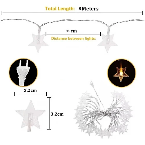 20 LED Star Fairy String Lights Battery Operated Decorative Lights for Home view 3