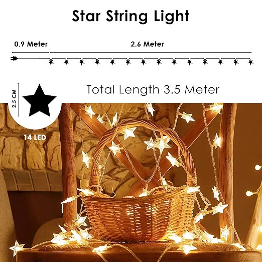 20 LED Star Decorative Fairy Lights for Birthday Festival and Home Decor view 2