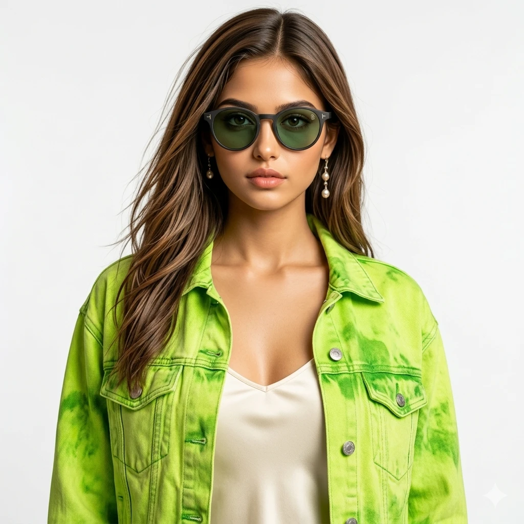Front view of Green matte-frame sunglasses with dark green polarized lenses and silver temple accents