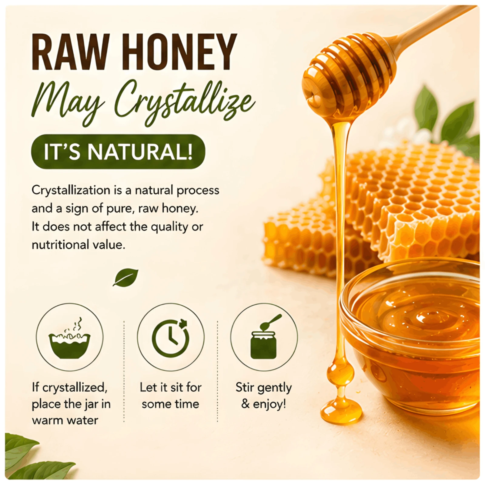 Front view of Afterthought Naturals raw honey bottle with label and black cap