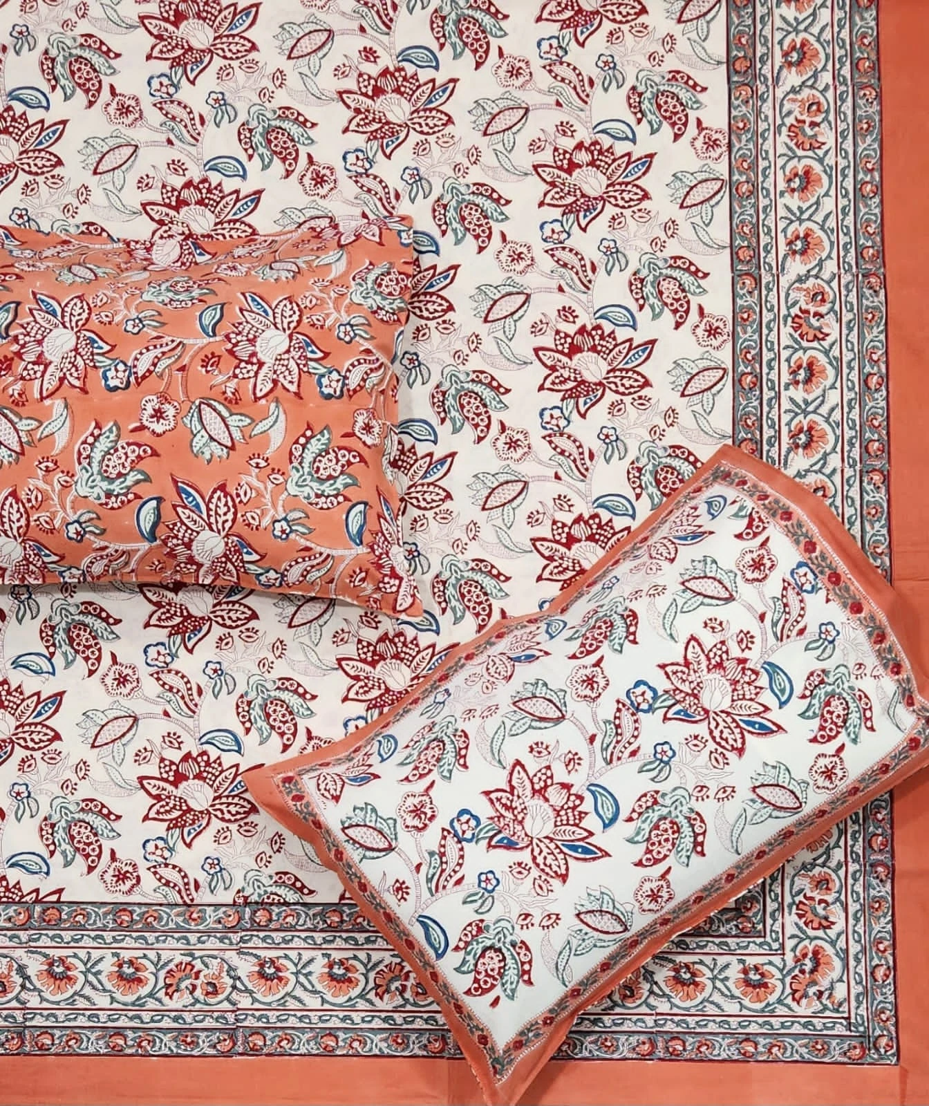 terracotta red and blue jaal