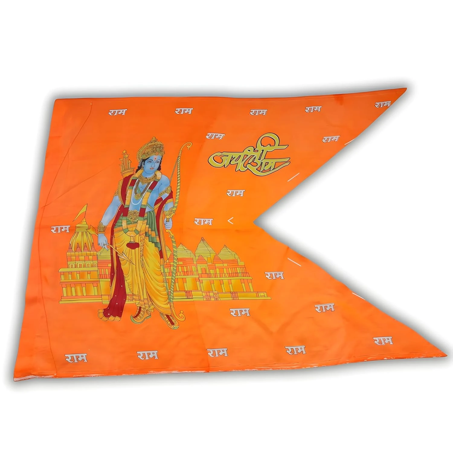 GEJUFF Hanumanji printed saffron flag with gota border