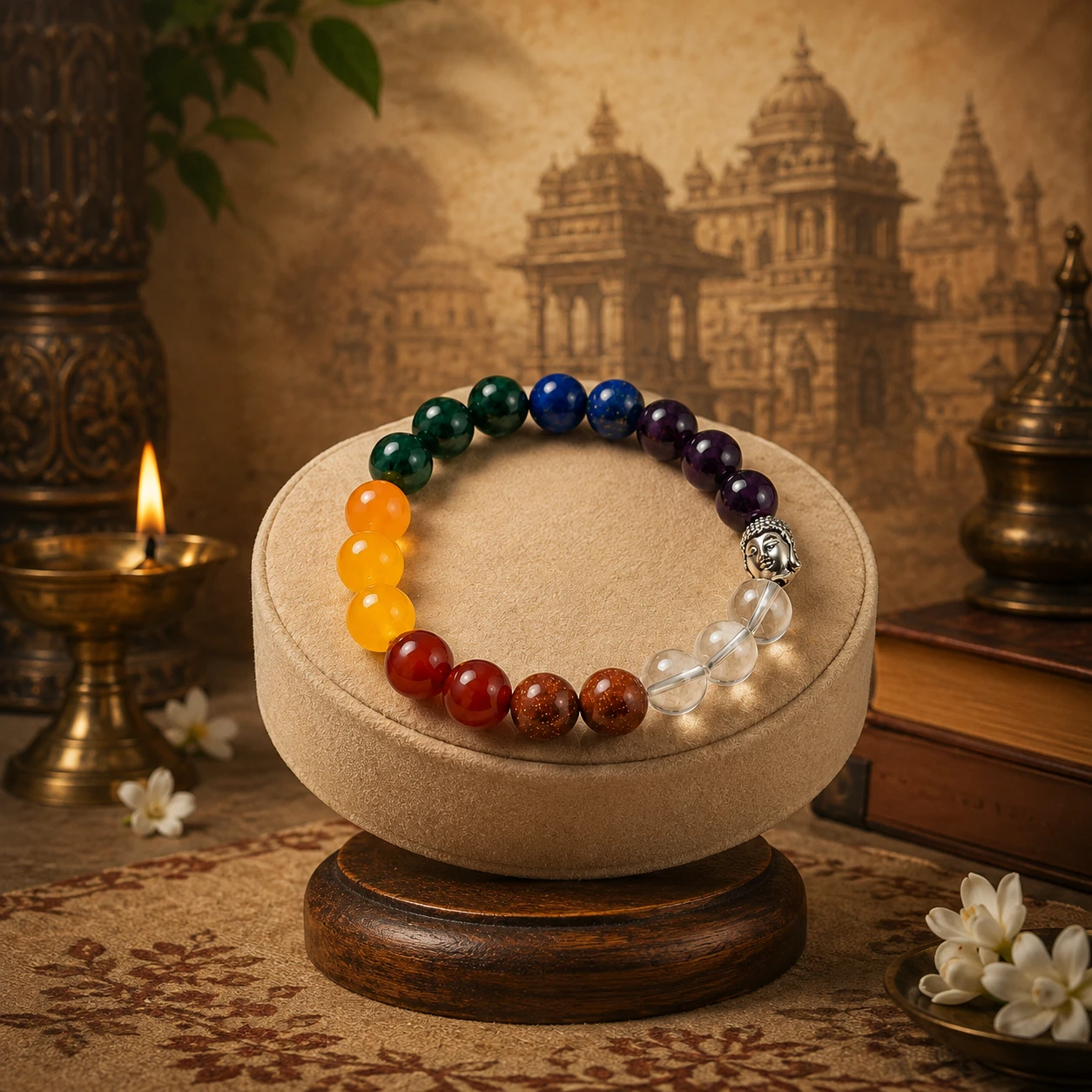 Seven Chakra Healing Bracelet with 7 Chakra Crystal Beads for Meditation and Spiritual Practices