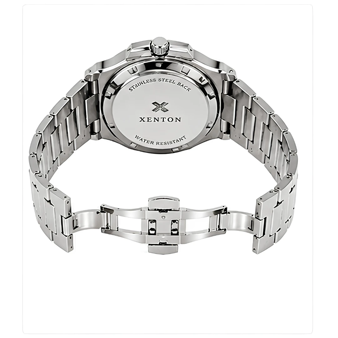 Xenton Men's Silver Metal Bracelet Analog Wrist Watch with Date Display product image 3