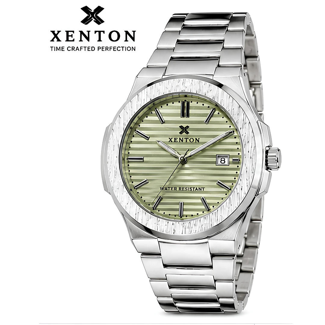 Xenton Men's Silver Metal Bracelet Analog Wrist Watch with Date Display product image 5