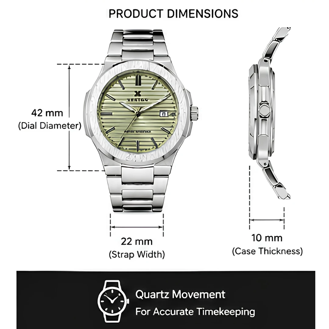 Xenton Men's Silver Metal Bracelet Analog Wrist Watch with Date Display product image 6