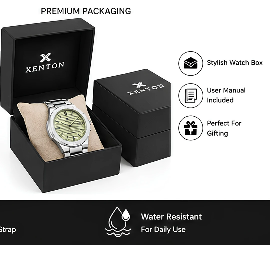 Xenton Men's Silver Metal Bracelet Analog Wrist Watch with Date Display product image 7