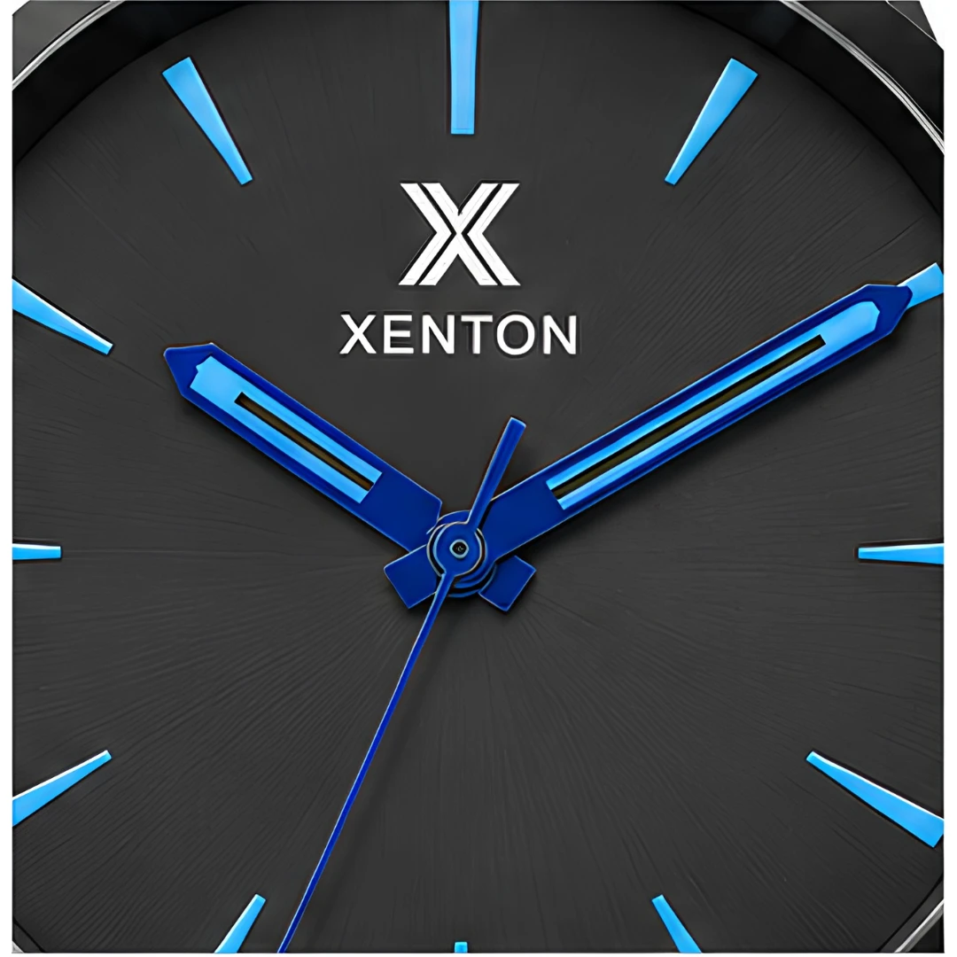 Xenton Men's Black Blue Analog Wrist Watch with Blue Leather Strap product image 5