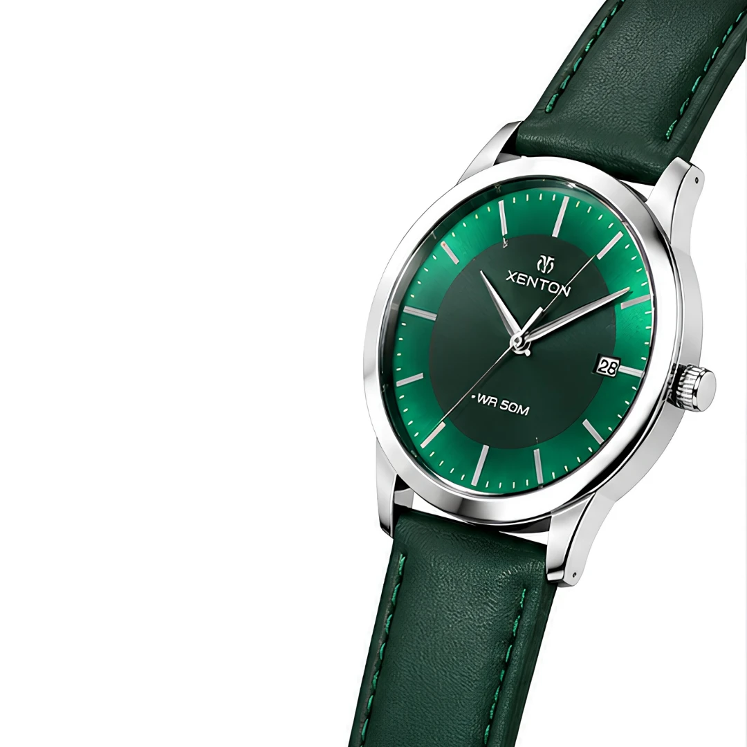 Xenton Men's Green Dial Analog Wrist Watch with Green Leather Strap product image 2