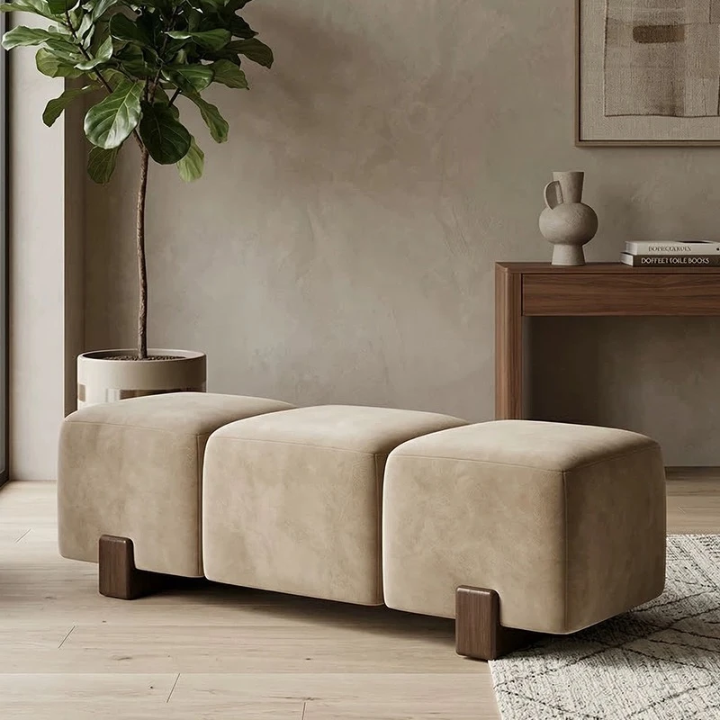 Same 3-seater velvet bench shown in khaki
