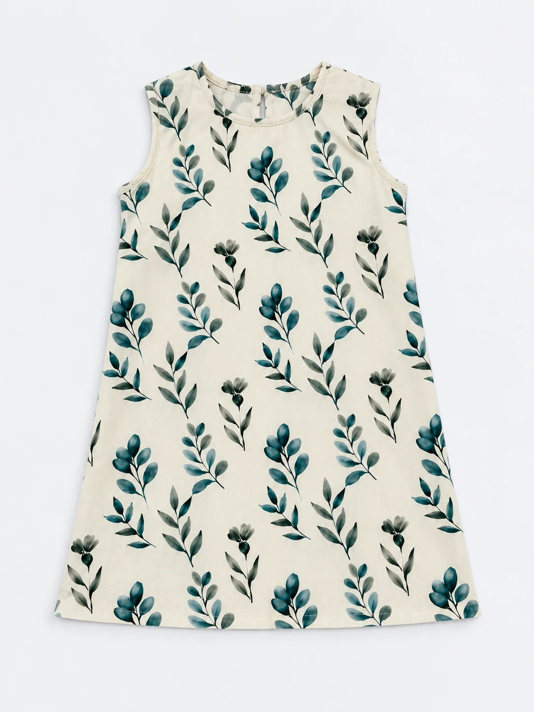 Girls Sleeveless Floral Print A-Line Dress view 3