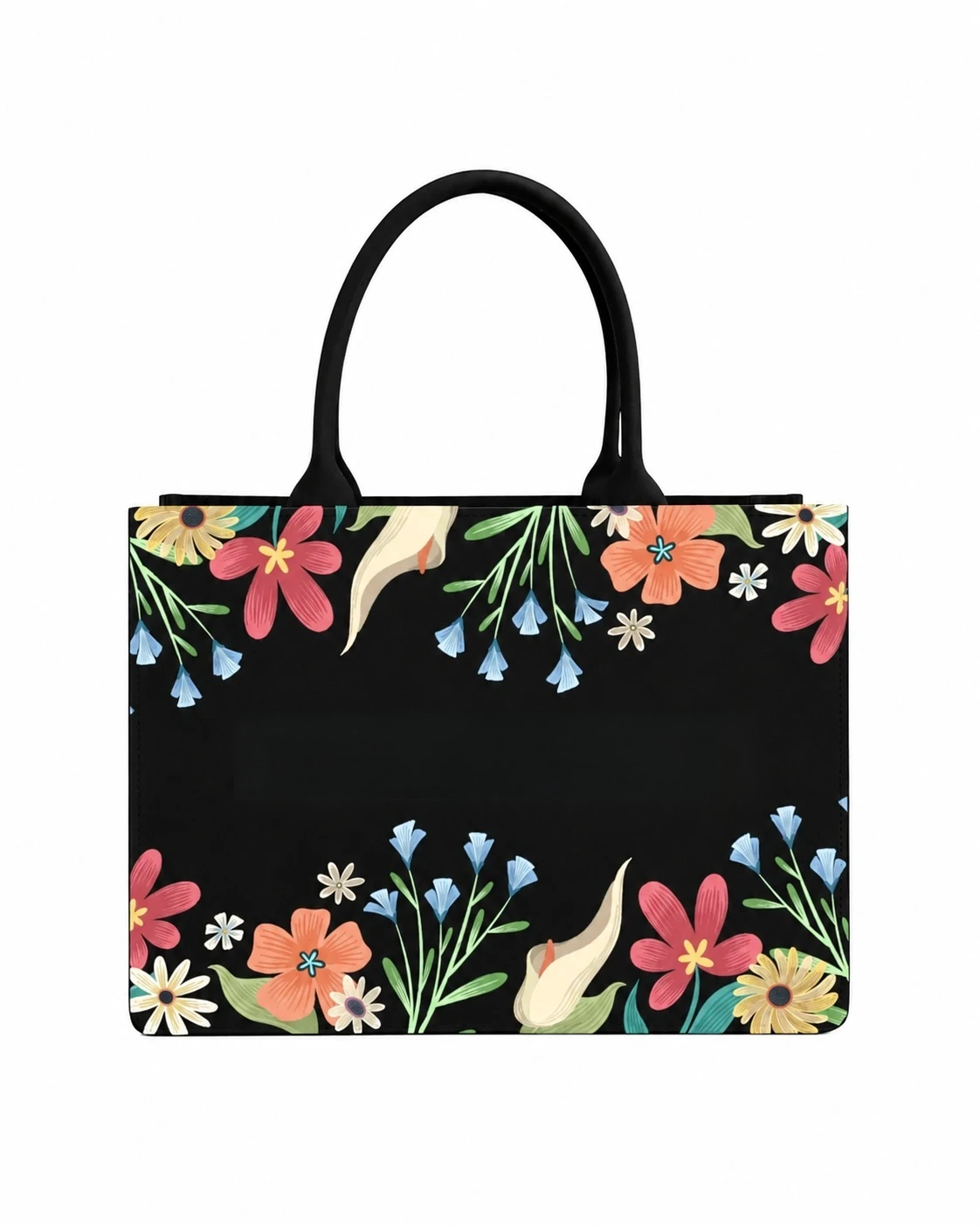 Custom Name Colorful Floral Tote Bag | Canvas Handbag for Women view 6