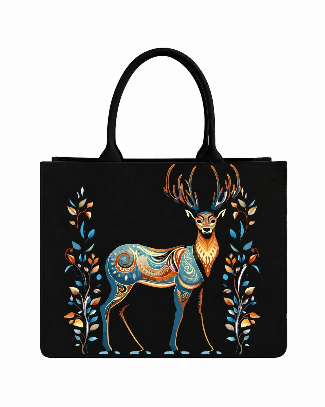 Custom Name Artistic Deer Tote Bag | Canvas Handbag for Women view 6