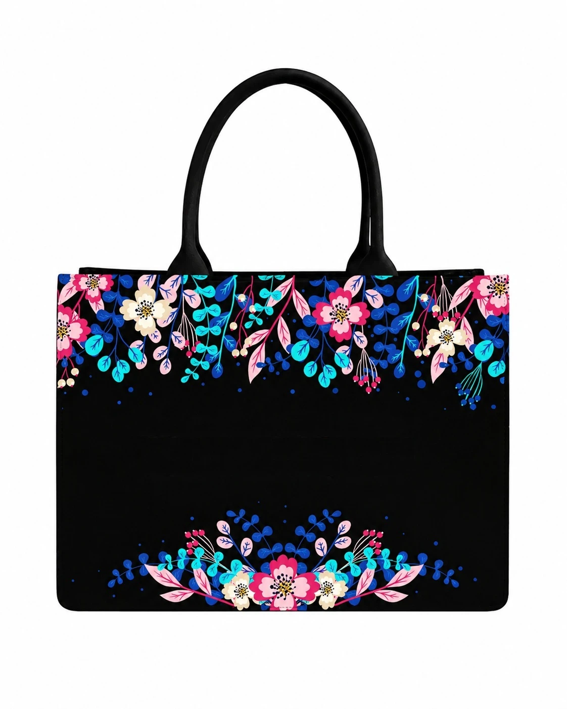 Custom Name Elegant Floral Tote Bag | Canvas Handbag for Women view 6
