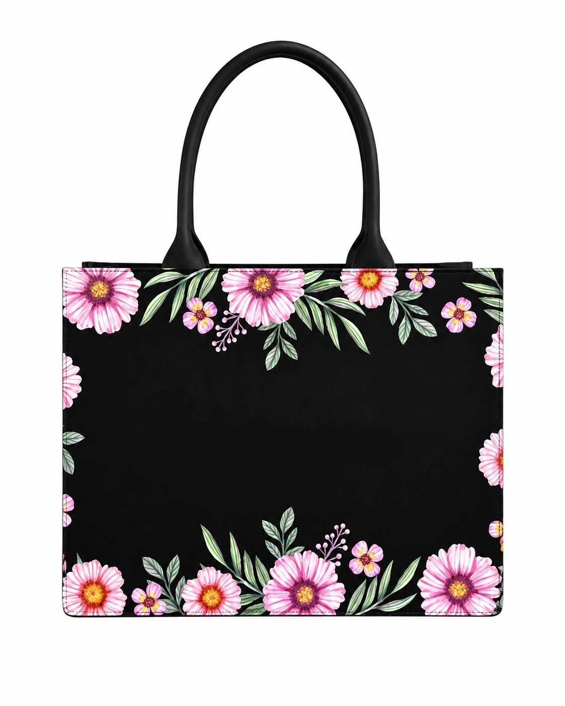 Custom Name Floral Elegance Tote Bag | Canvas Handbag for Women view 6