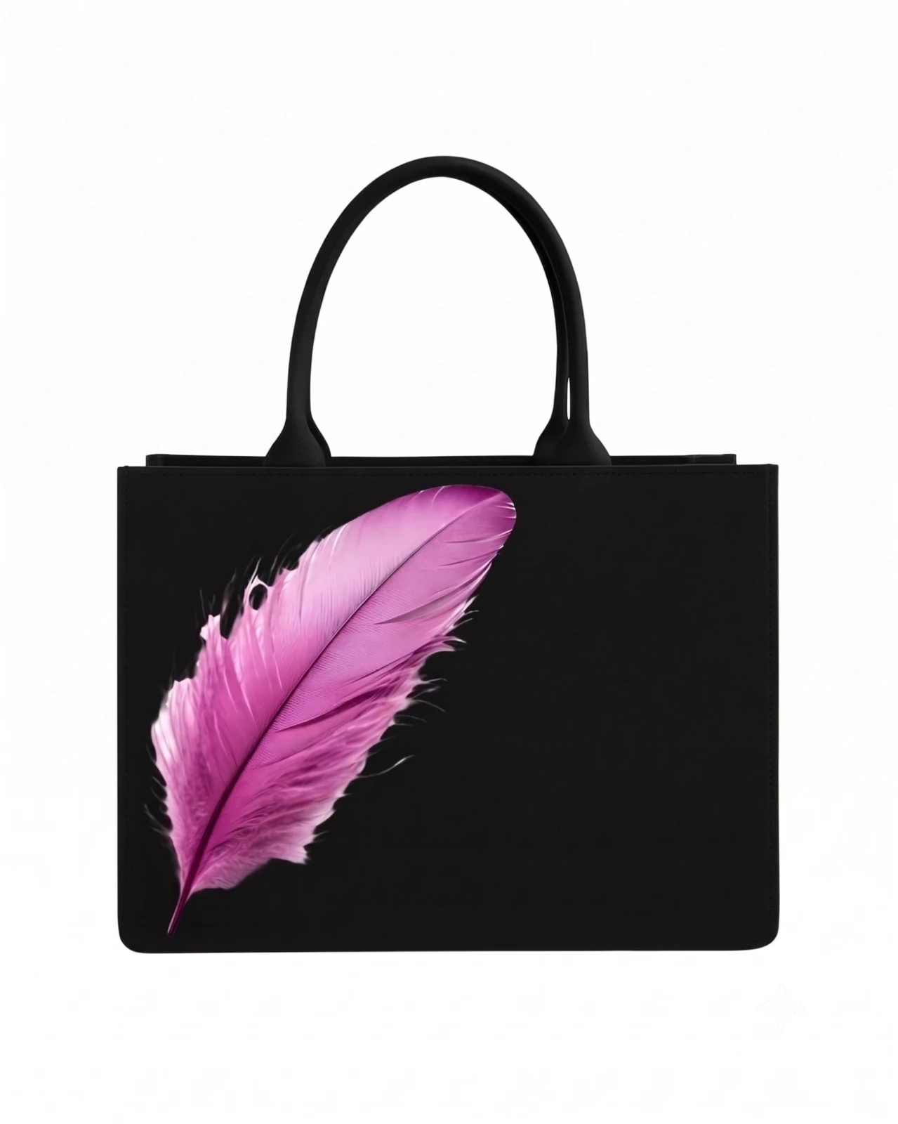 Custom Name Pink Feather Tote Bag | Canvas Handbag for Women view 6