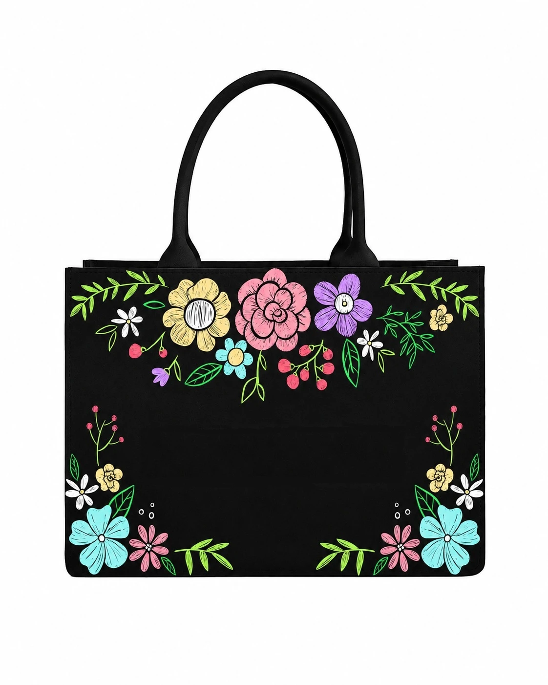 Custom Name Modern Daisy Tote Bag | Canvas Handbag for Women view 6