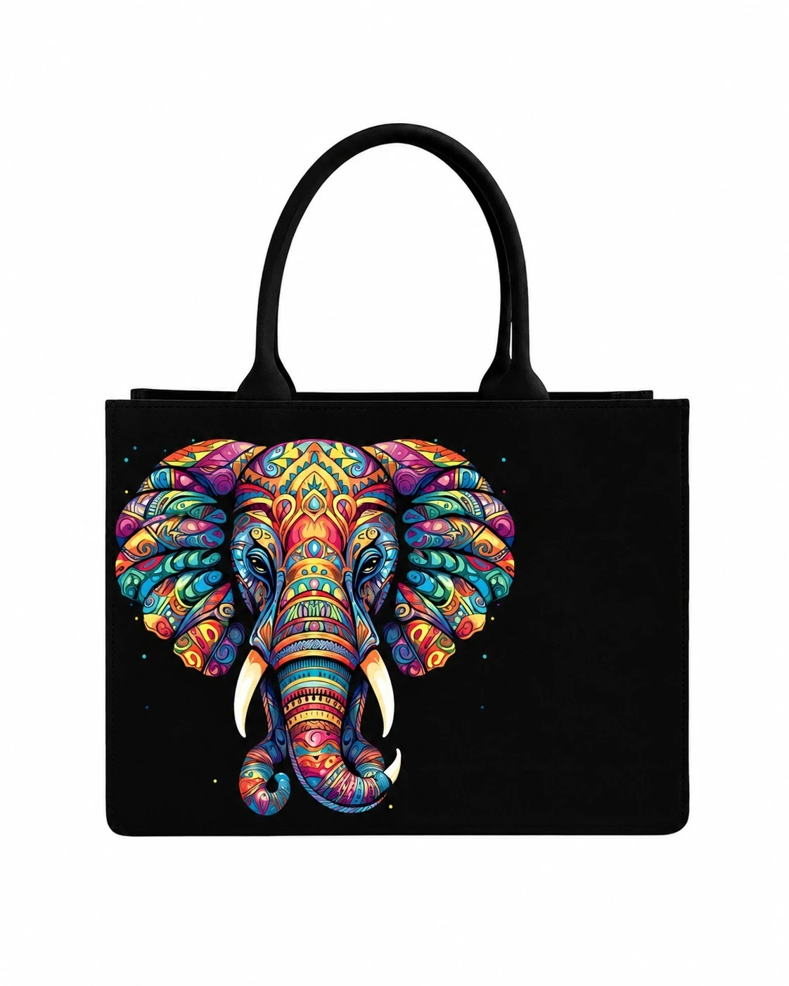 Custom Name Mandala Elephant Tote Bag | Canvas Handbag for Women view 6