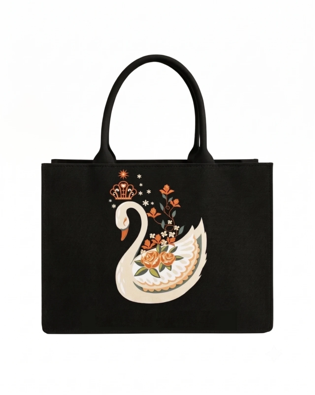 Custom Name Swan Tote Bag | Canvas Handbag for Women view 6