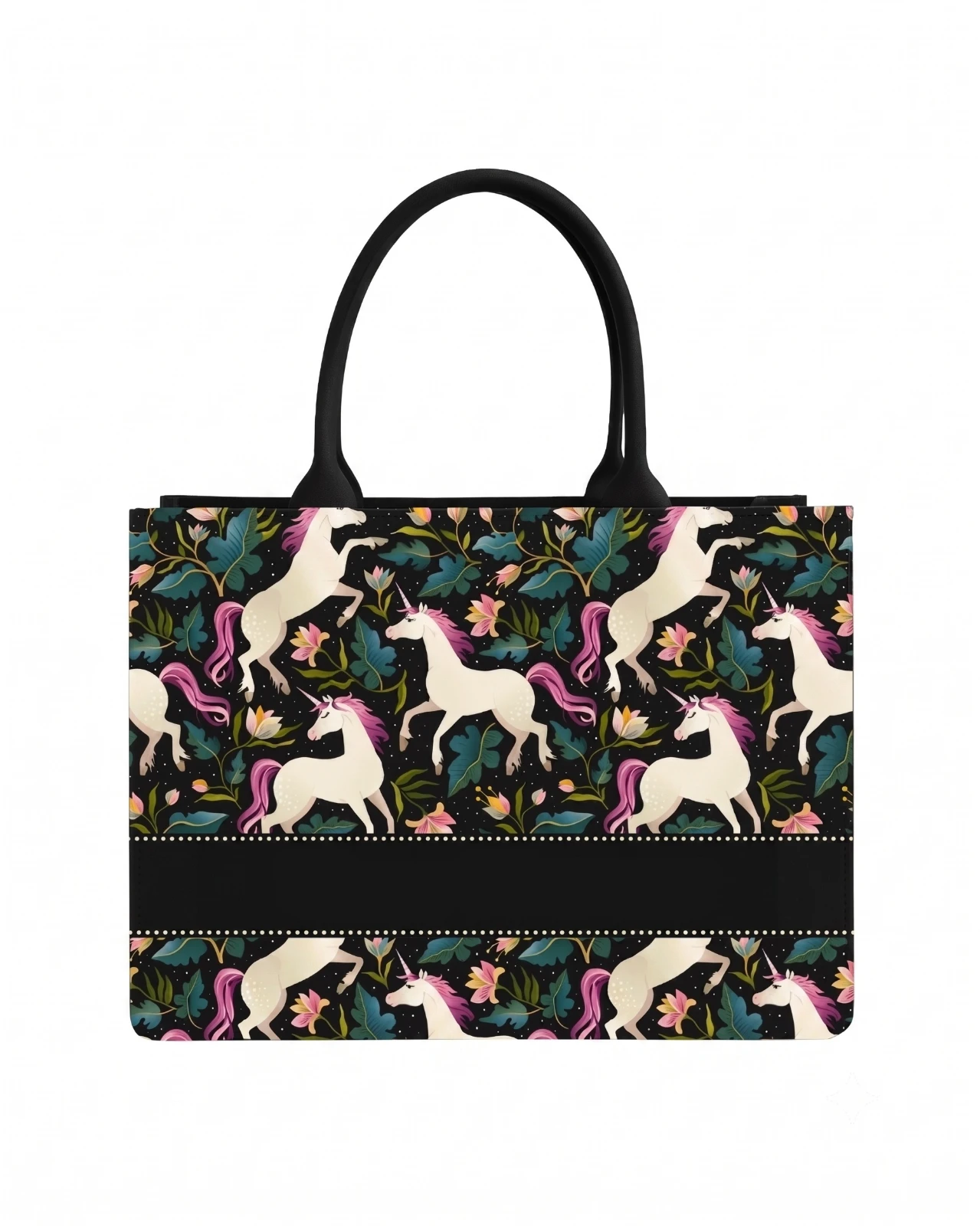Custom Name Unicorn Tote Bag | Canvas Handbag for Women view 4