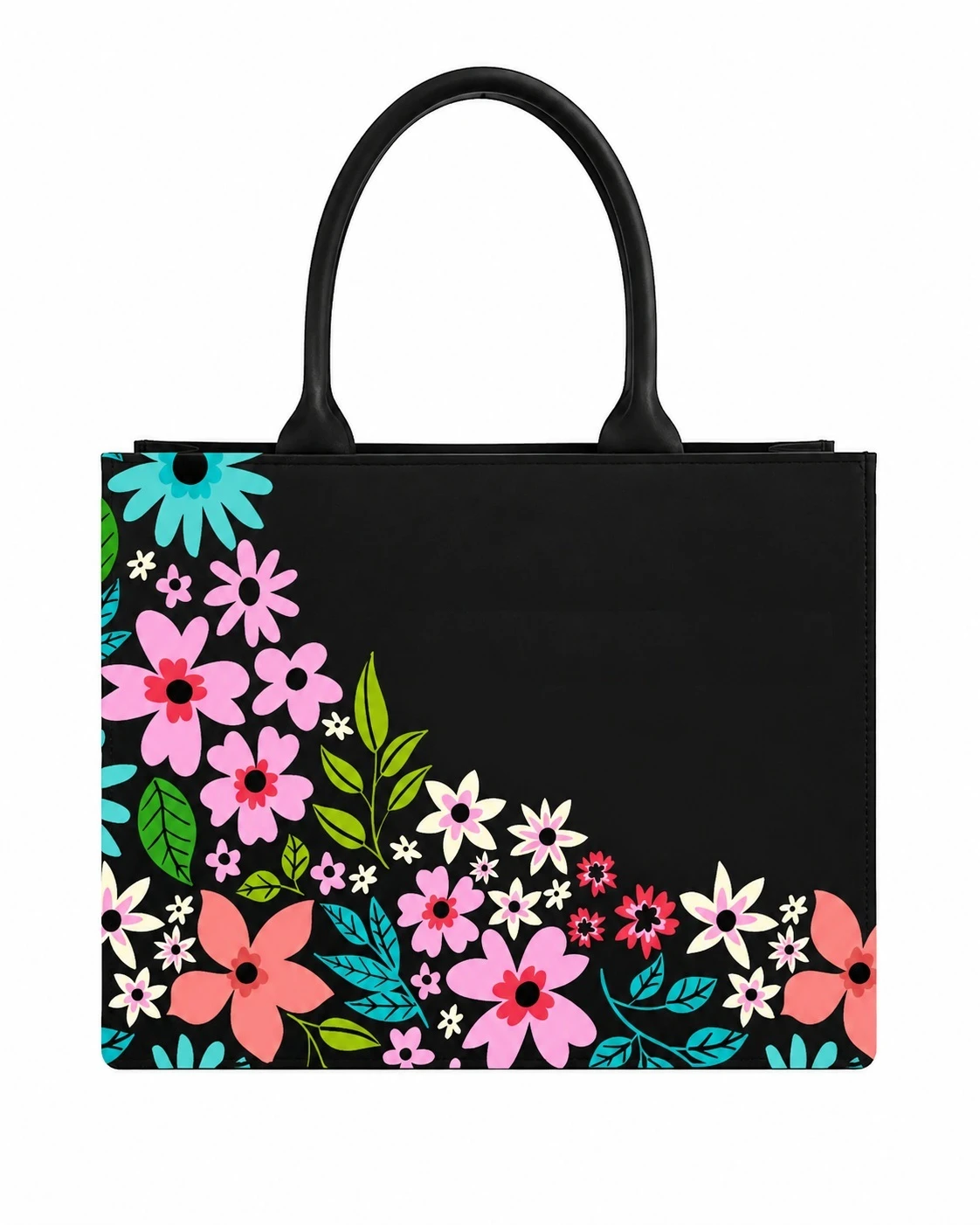 Custom Name Whimsical Wildflower Tote Bag | Canvas Handbag for Women view 4
