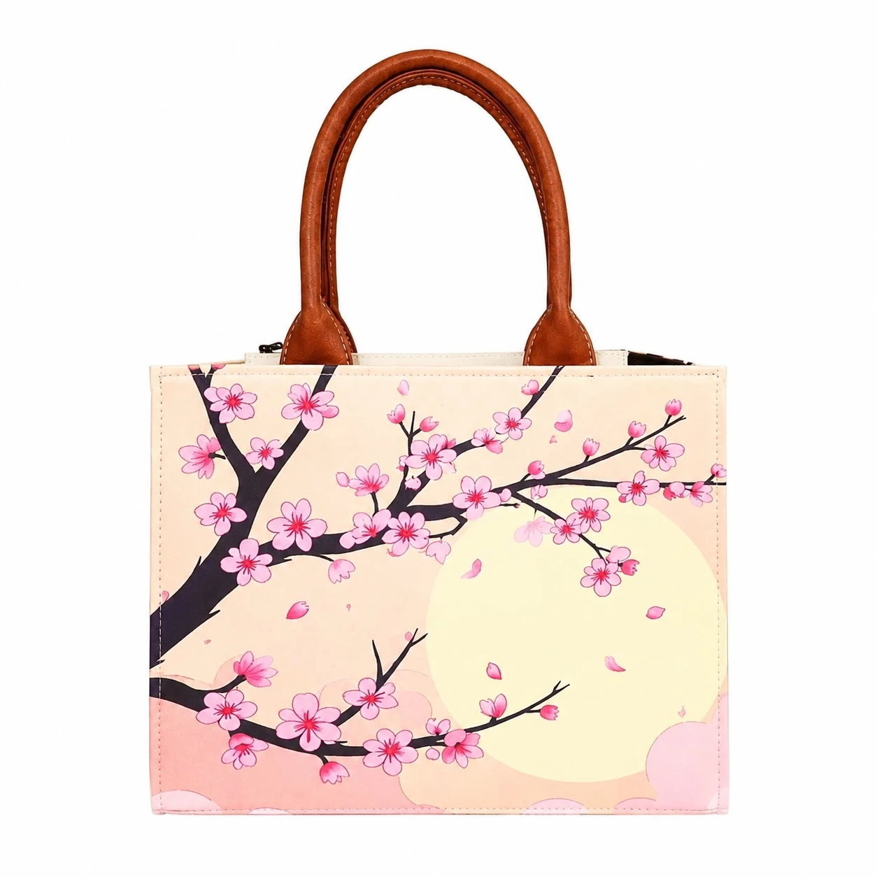 Custom Name Cherry Blossom Tote Bag | Canvas Handbag for Women view 8