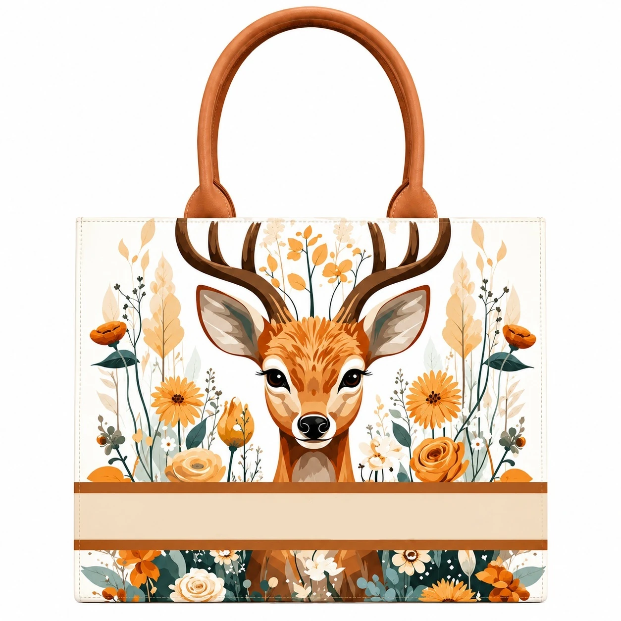 Custom Name Deer World Tote Bag | Canvas Handbag for Women view 8