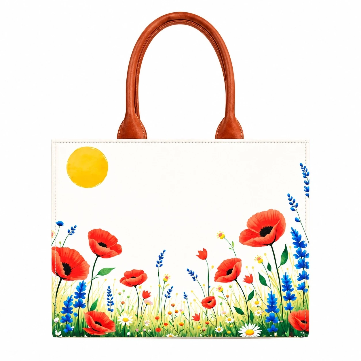 Custom Name Floral Meadow Tote Bag | Canvas Handbag for Women view 8