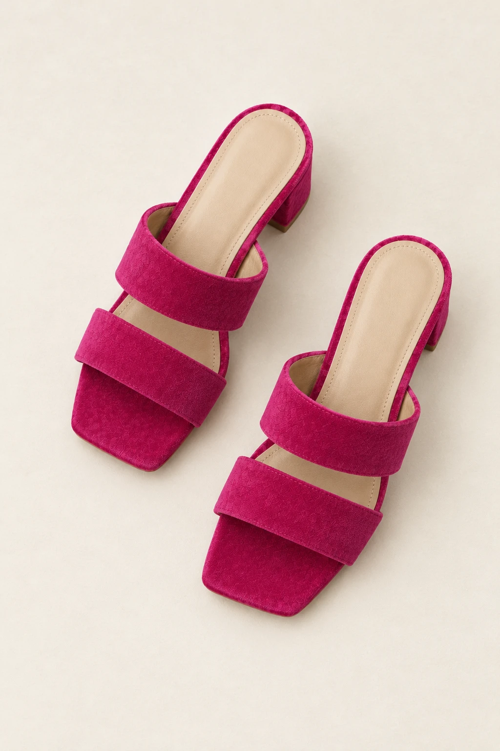 Ariel View of Pink Velvet Heels