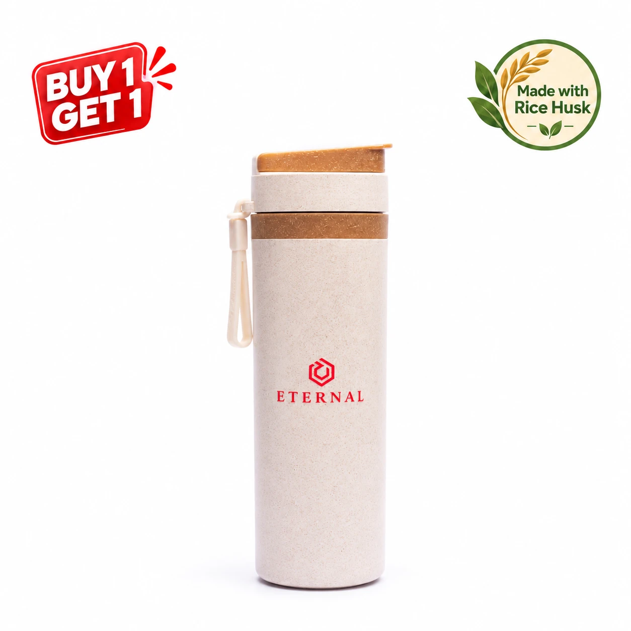 ETERNAL CORP Water Bottle – Sand Castle (Off White) | 600ml Reusable Bottle | BPA-Free, Leak-Proof, Lightweight | Perfect for Office, Gym, Travel & School view 1