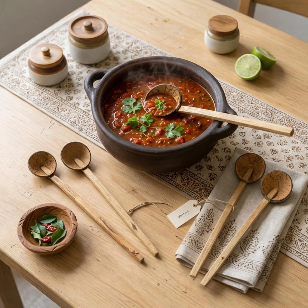 iINTELLIGENCEi Coconut Shell Spatula, Chiratta Thavi Ladle, 4 Qty view 7