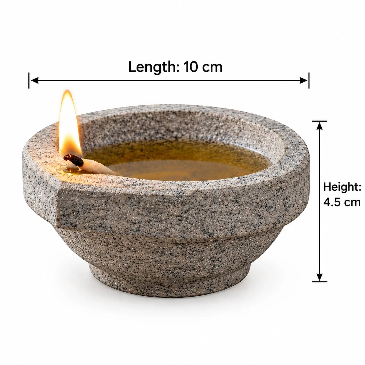 Stone Diya Oil Lamp, Big, 10x9x4.5 cm, 1 Qty view 3