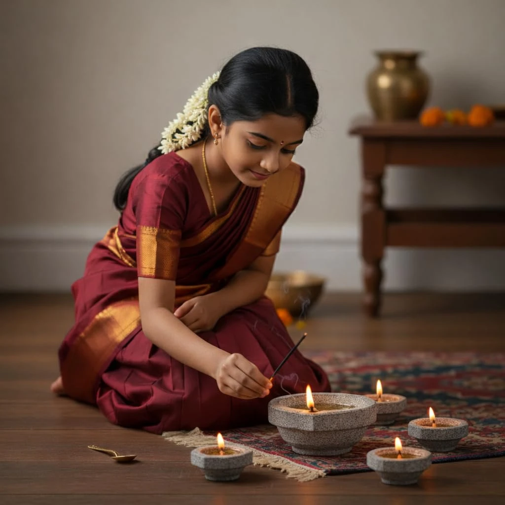Stone Diya Oil Lamp, Small, 7x6.5x4.5 cm, 2 Qty view 6