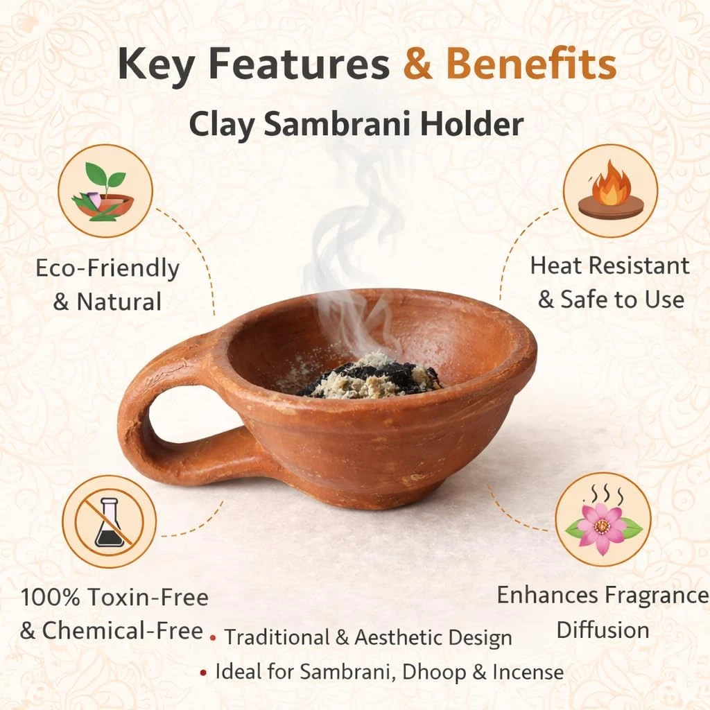 Clay Sambrani Holder, 20x15x7 cm, 1 Qty view 2