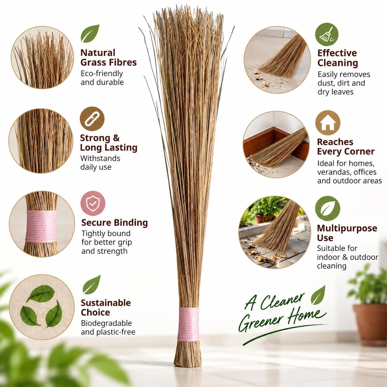 iINTELLIGENCEi Coconut Broom Stick, Eerkkil, Long, Above 80 cm, 1 Qty view 2