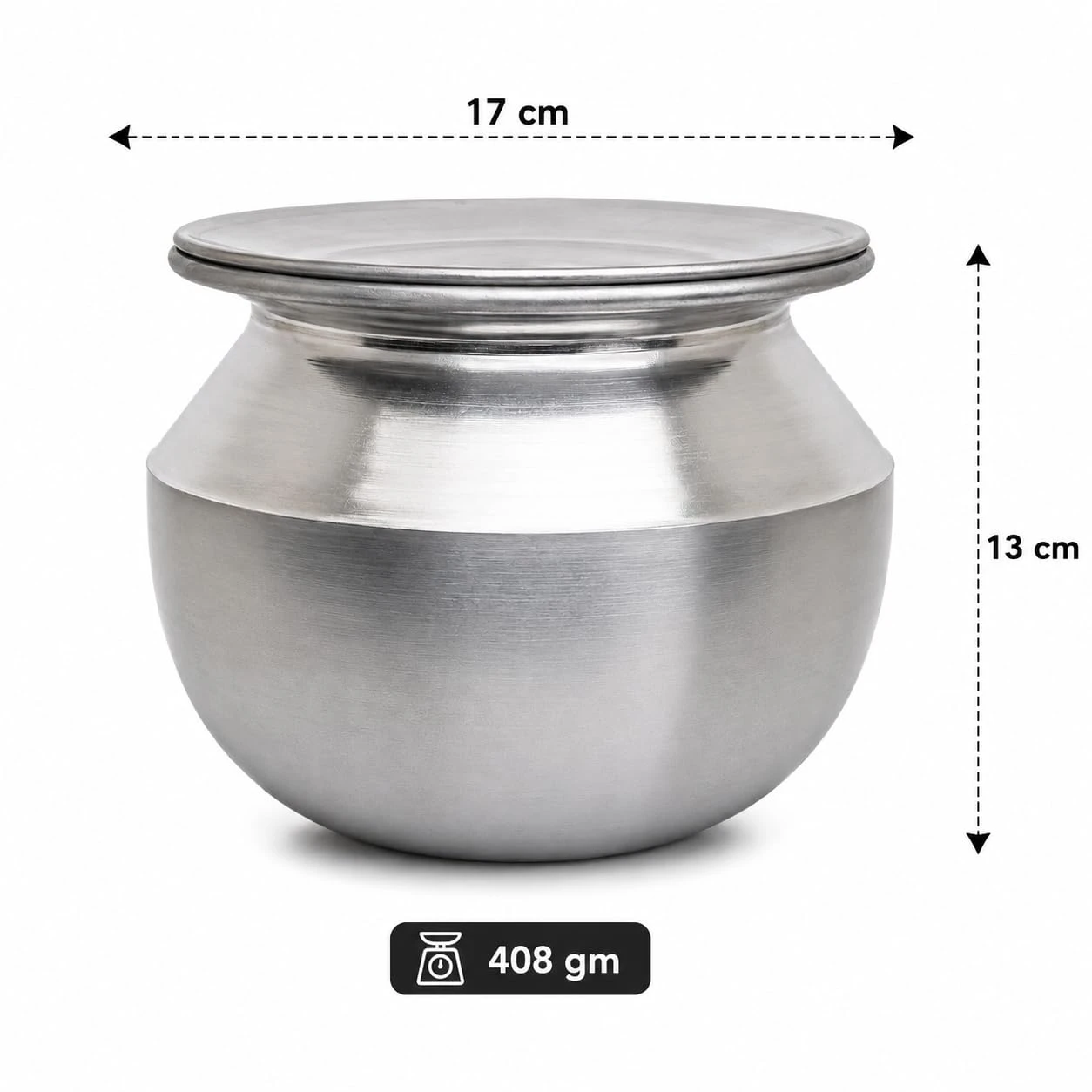 iINTELLIGENCEi Aluminium Rice Pot with Lid, Size 13, Cooking Pot, 1 Qty view 3