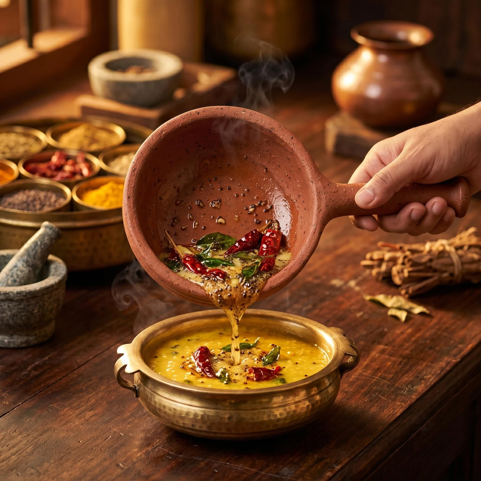 iINTELLIGENCEi Clay Tadka Pan with Handle, Mann Kadai, 800 ml, 1 Qty view 4