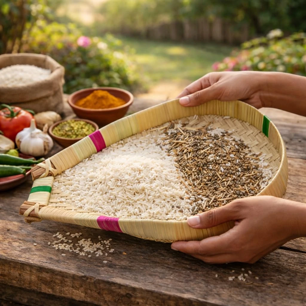 iINTELLIGENCEi Palm Leaf Sulavu Muram Winnowing Basket, 49x41 cm, 1 Qty view 5