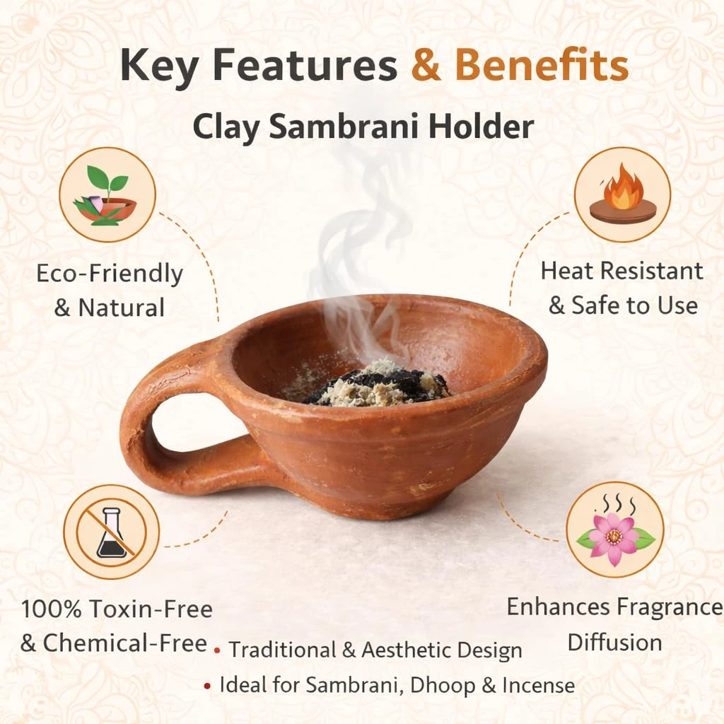 Clay Incense Holder, 20x15.5x7 cm, 1 Qty view 2